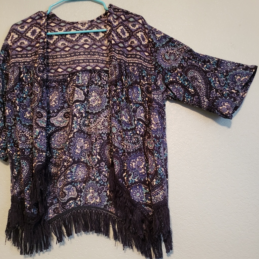 Hollister Flowy Fringe Kimono Cardigan